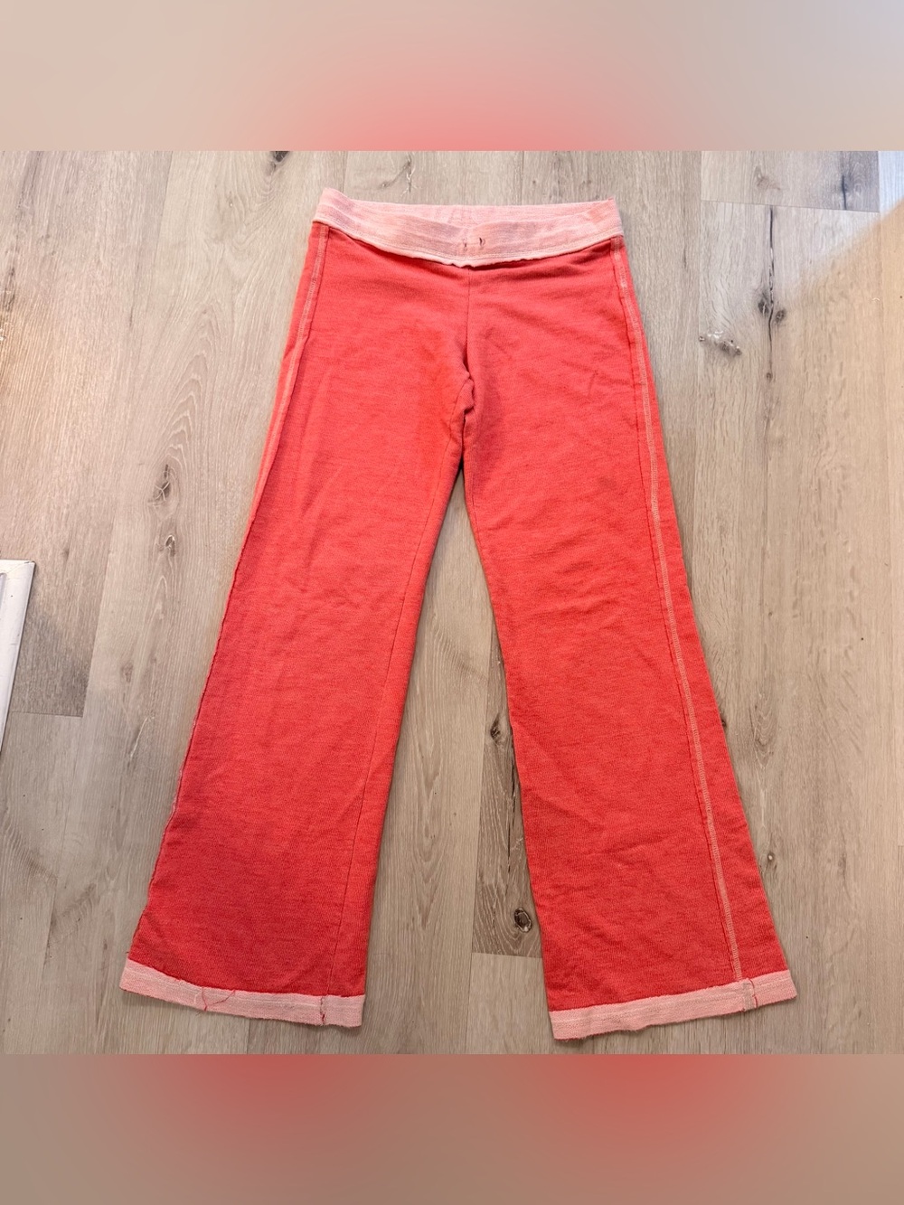 Vintage Y2K Aeropostale "Tennis" Line Foldover Flare Sweatpants Orange Coral M